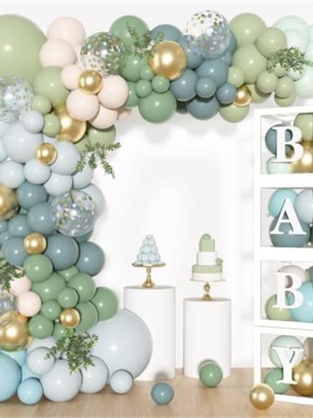 Baby Shower Balloon Decorations Blue Green Balloon Arch Kit Gender Reveal Party